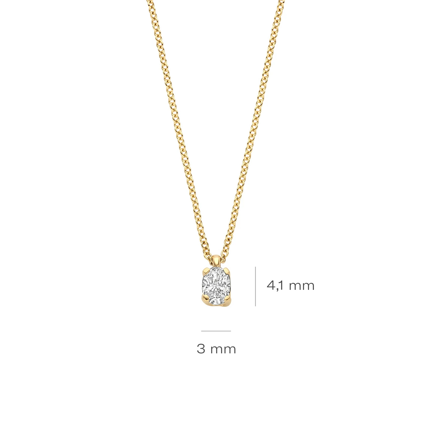 Collier Geelgoud (14k) met Lab grown Diamant
