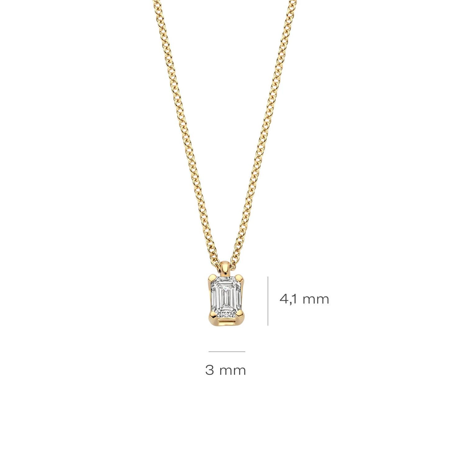 Collier Geelgoud (14k) met Lab grown Diamant