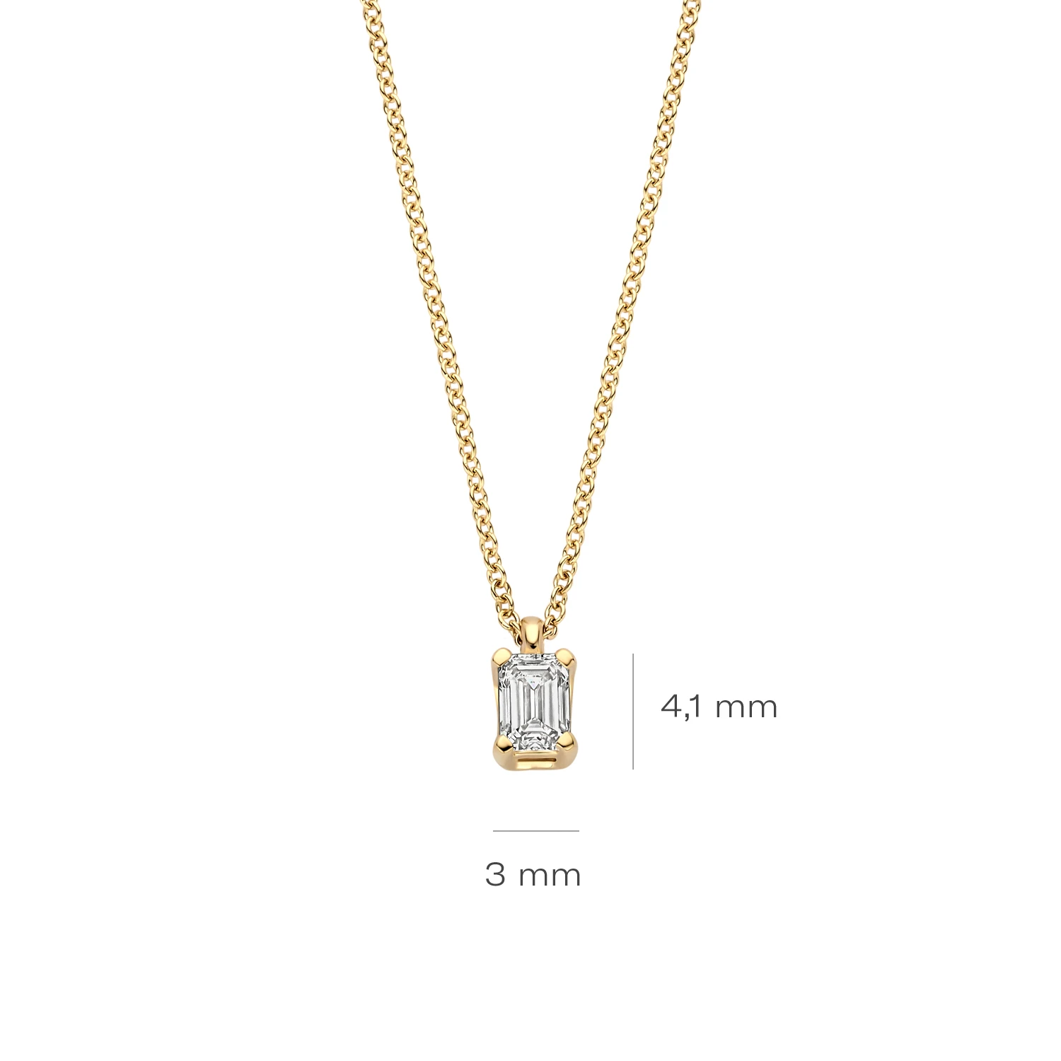 Collier Geelgoud (14k) met Lab grown Diamant