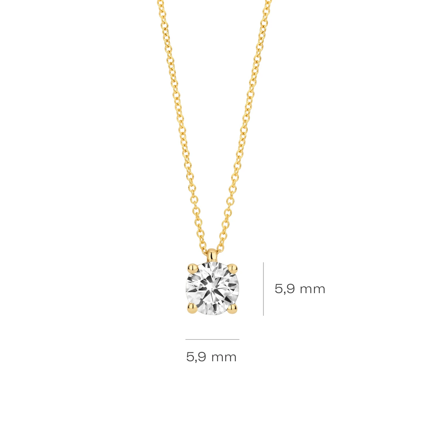 Collier Geelgoud 14k met lab grown diamant