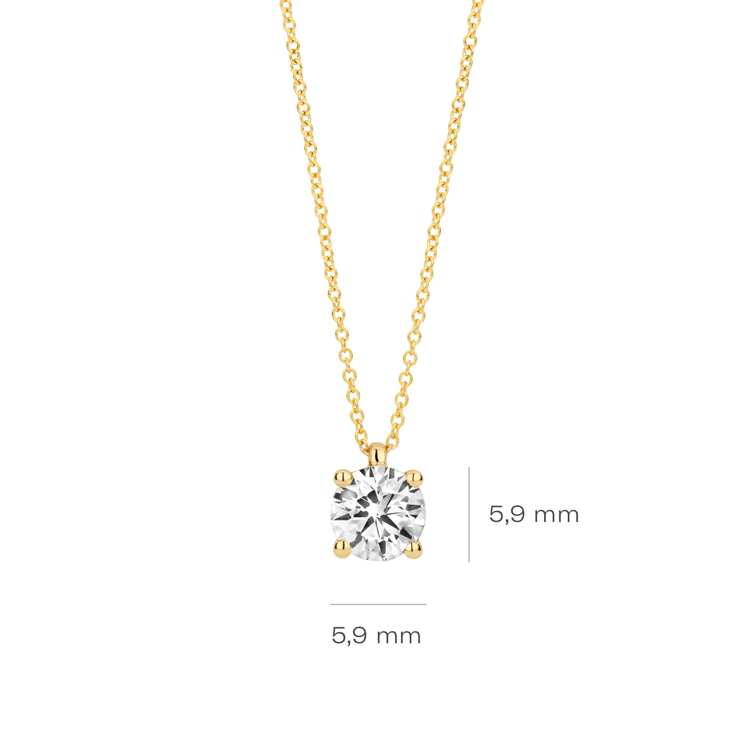 Collier Geelgoud 14k met lab grown diamant