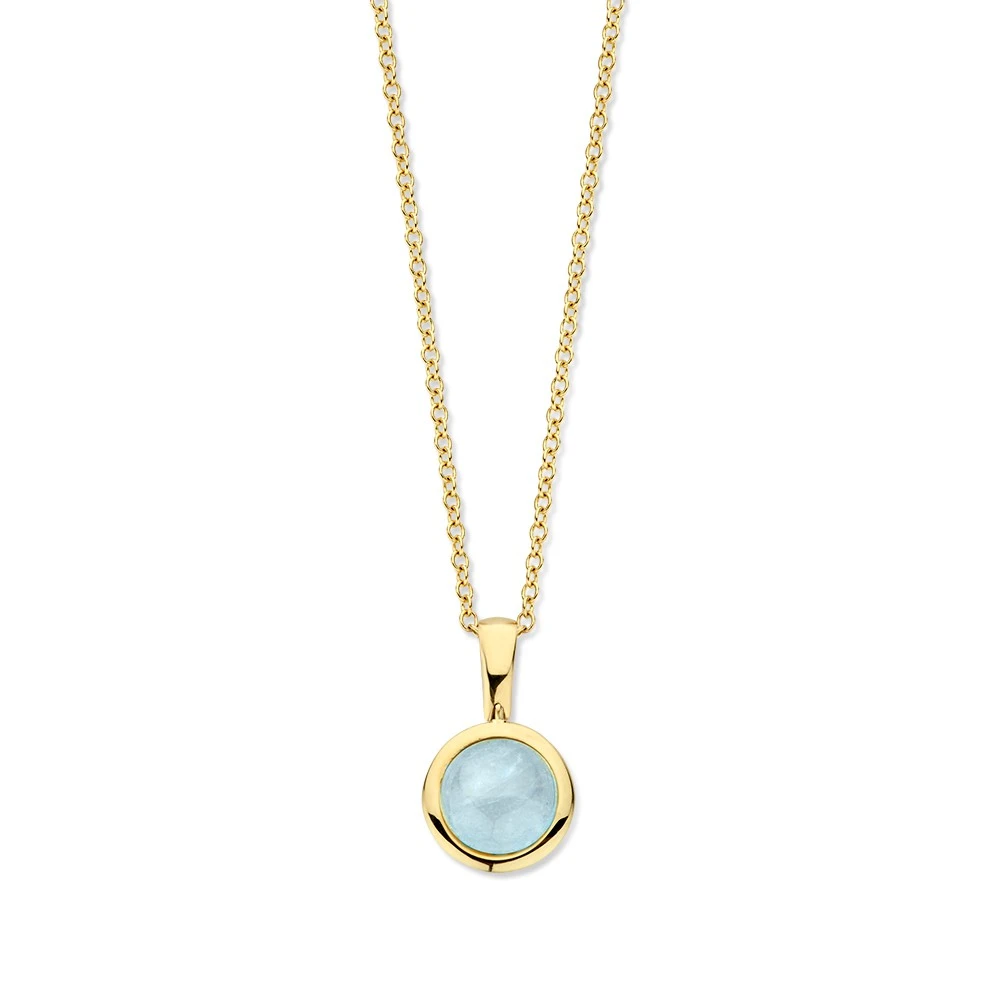 Collier geelgoud aquamarijn
