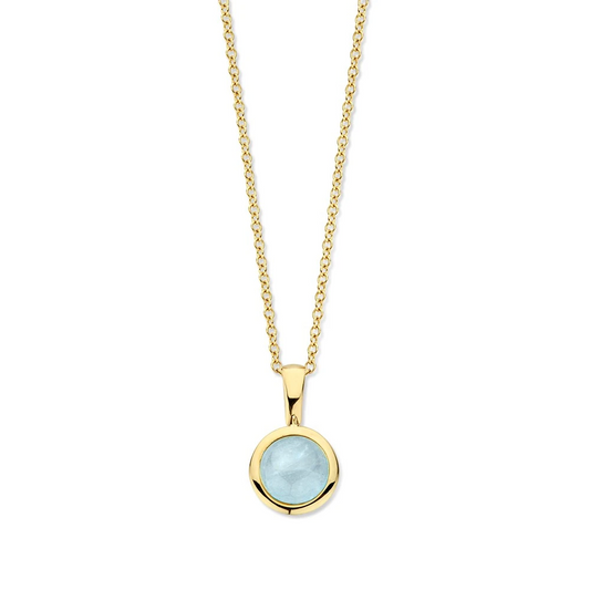 Collier geelgoud aquamarijn
