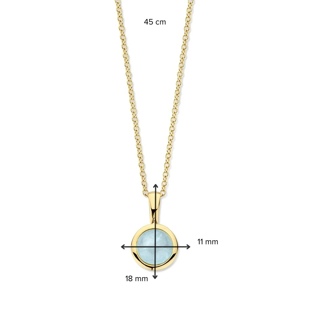 Collier geelgoud aquamarijn