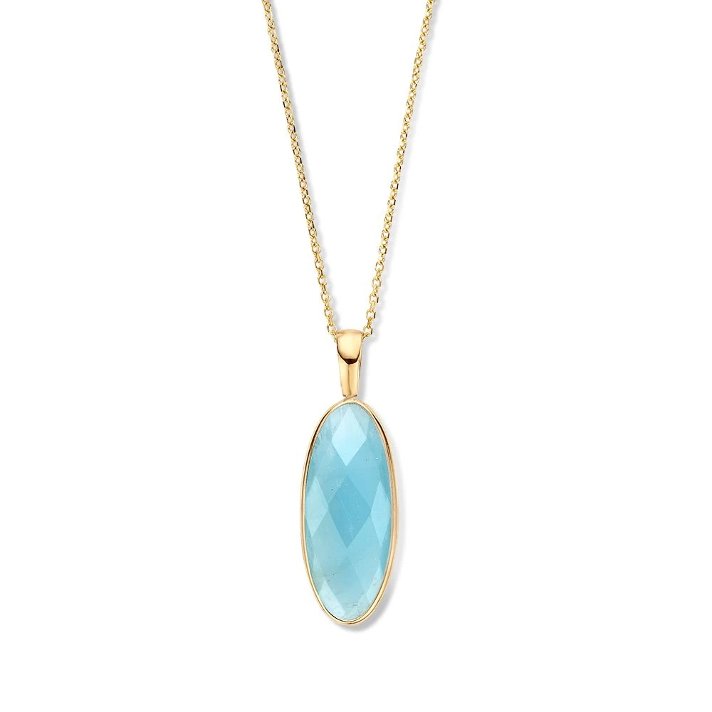 Collier geelgoud aquamarijn