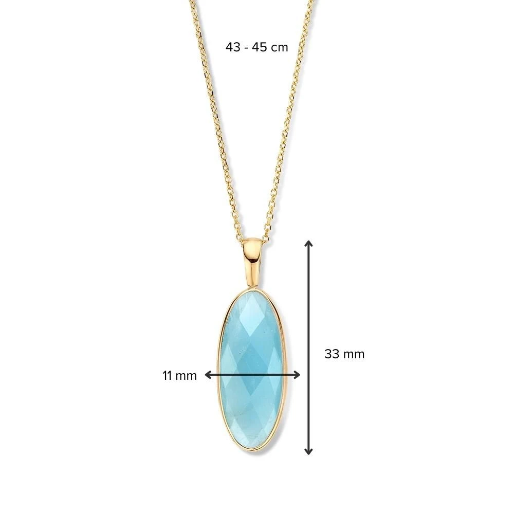 Collier geelgoud aquamarijn