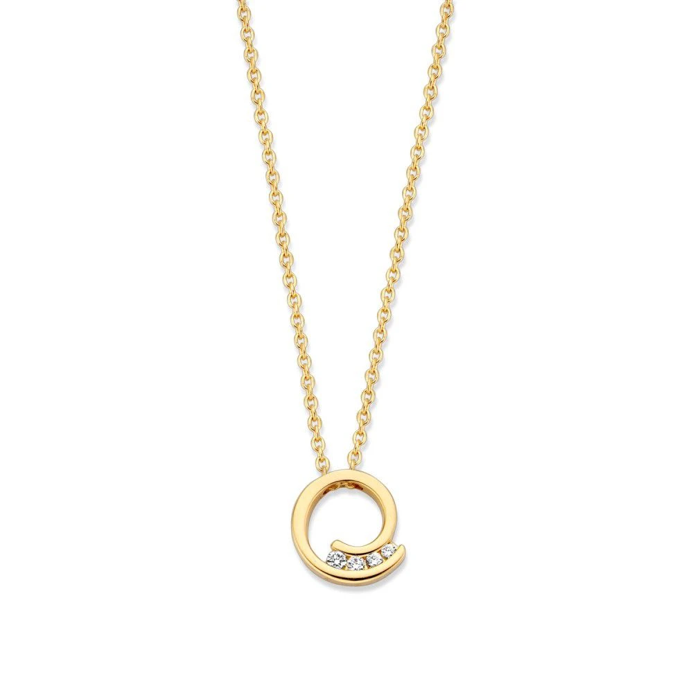 Collier geelgoud briljant 0,03 crt.