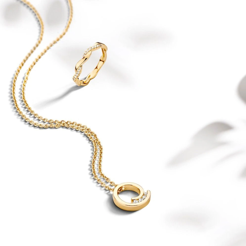 Collier geelgoud briljant 0,03 crt.
