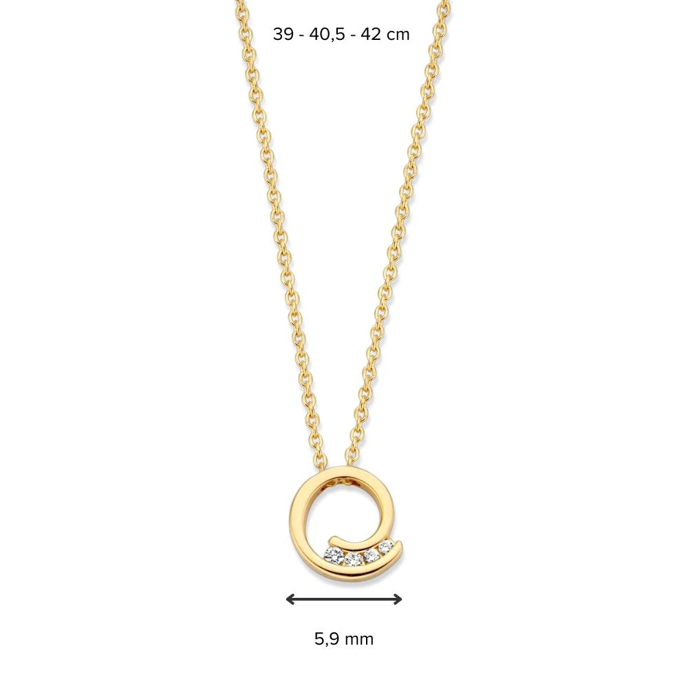 Collier geelgoud briljant 0,03 crt.