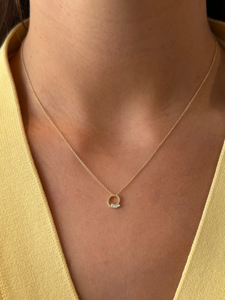 Collier geelgoud briljant 0,03 crt.