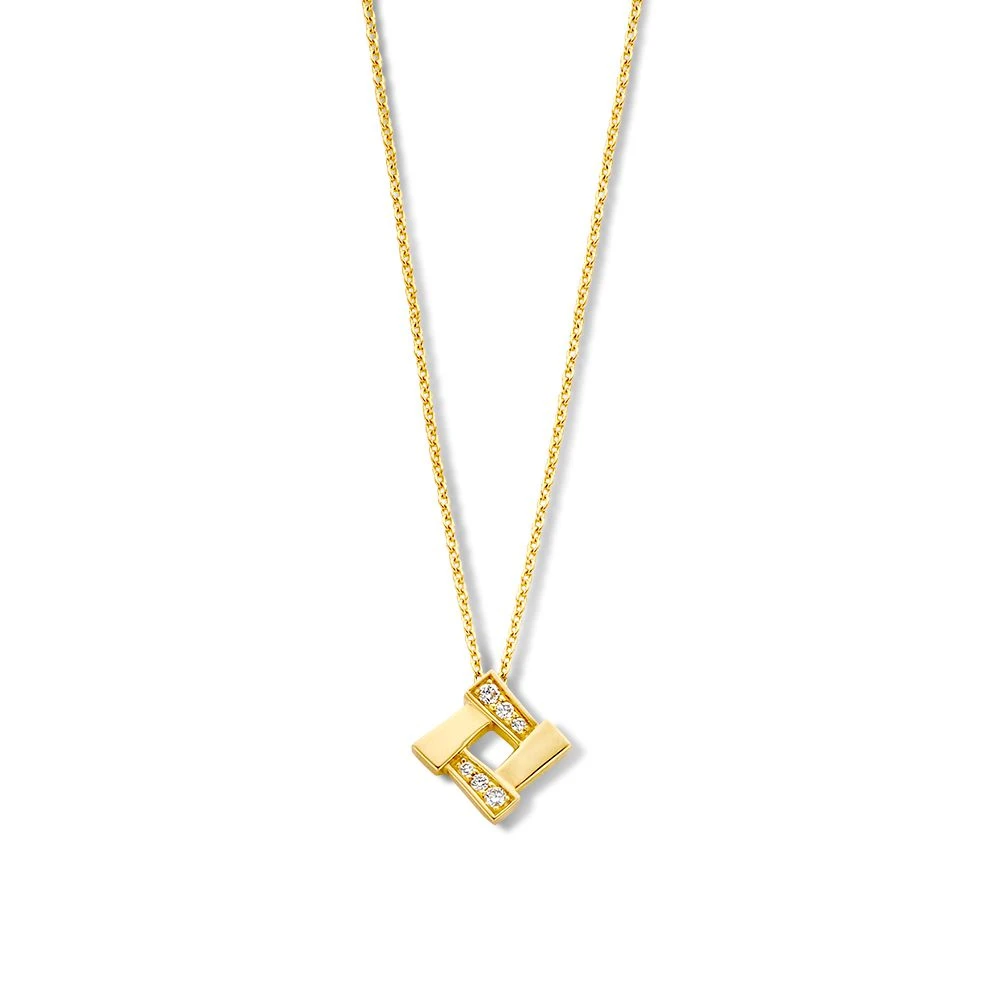 Collier geelgoud briljant 0,04 crt.