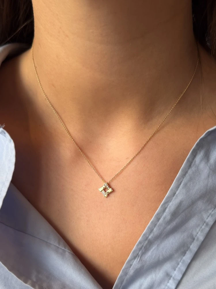 Collier geelgoud briljant 0,04 crt.