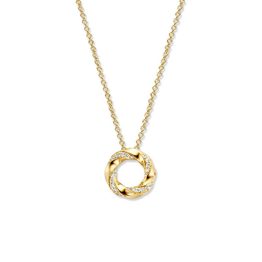 Collier geelgoud briljant 0,06 crt.