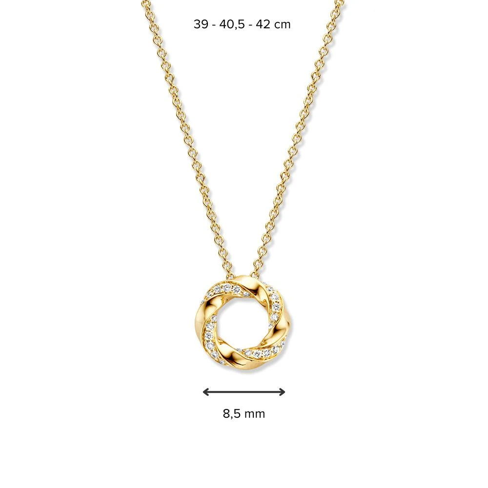 Collier geelgoud briljant 0,06 crt.