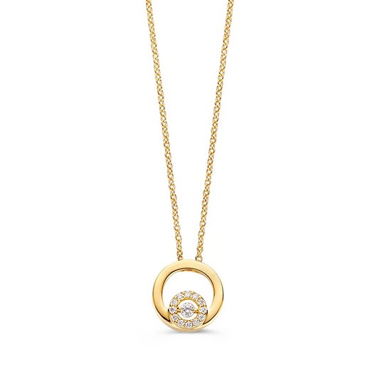 Collier geelgoud briljant 0,06 crt.