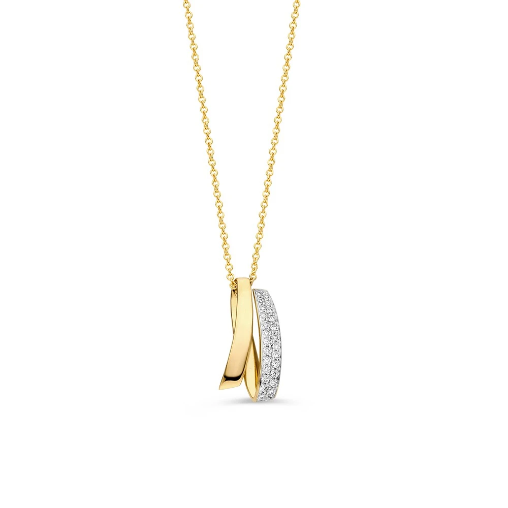 Collier geelgoud briljant 0,10 crt.