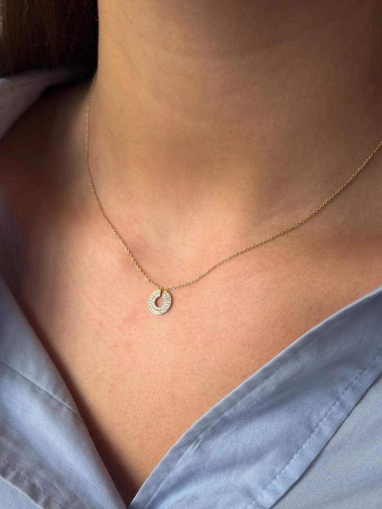 Collier geelgoud briljant 0,11 crt.