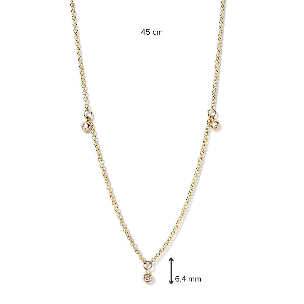 Collier geelgoud briljant 0,12 crt.