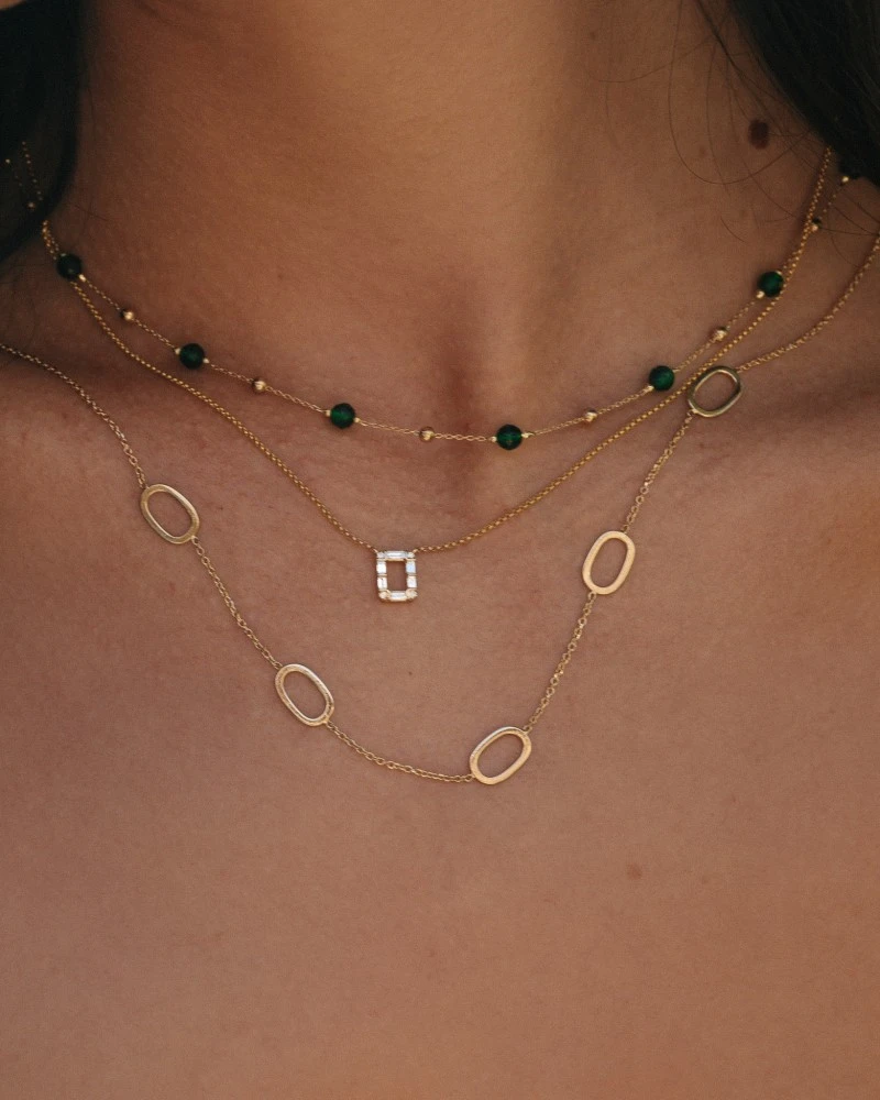 Collier geelgoud briljant 0,17 crt.