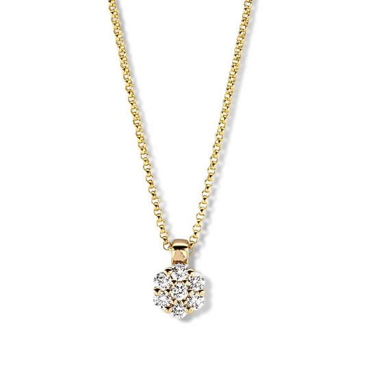 Collier geelgoud briljant 0,20 crt.