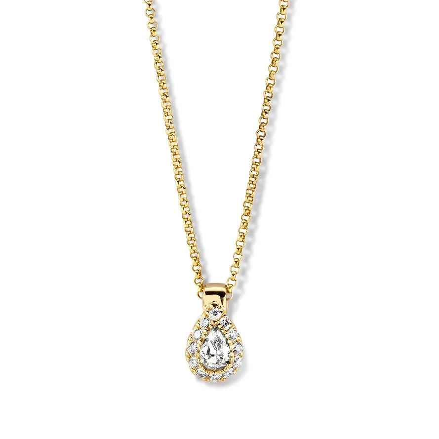 Collier geelgoud briljant 0,24 crt.