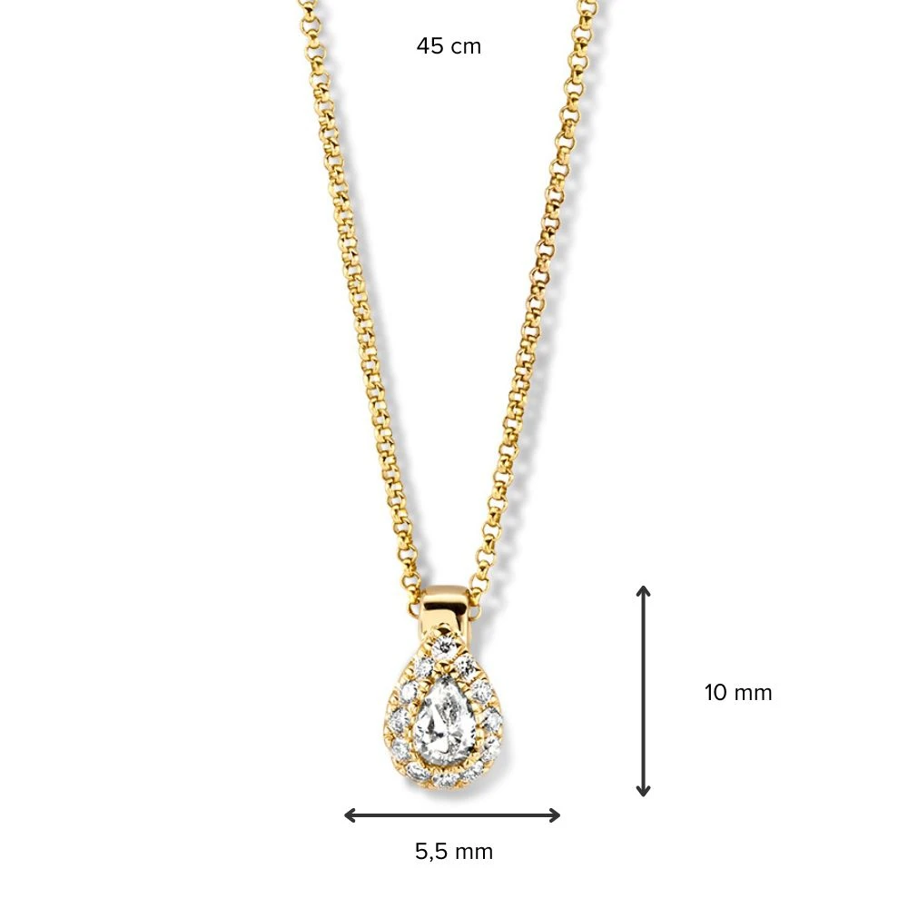 Collier geelgoud briljant 0,24 crt.
