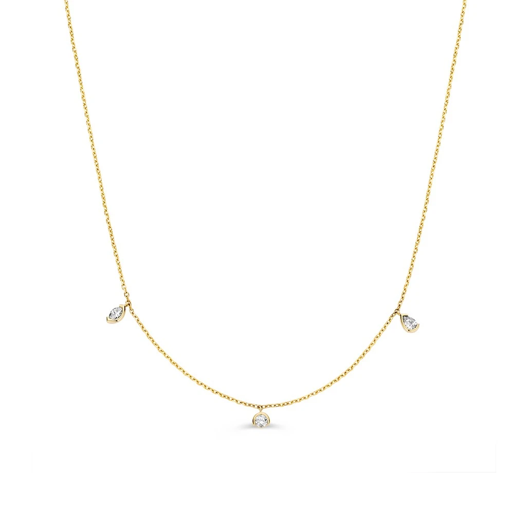 Collier geelgoud briljant 0,24 crt.