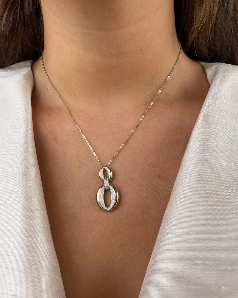 Collier geelgoud briljant 0,32 crt.