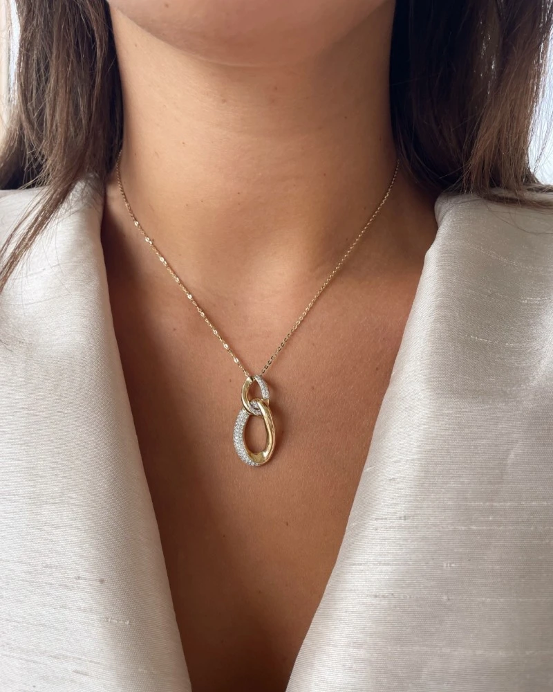 Collier geelgoud briljant 0,39 crt.