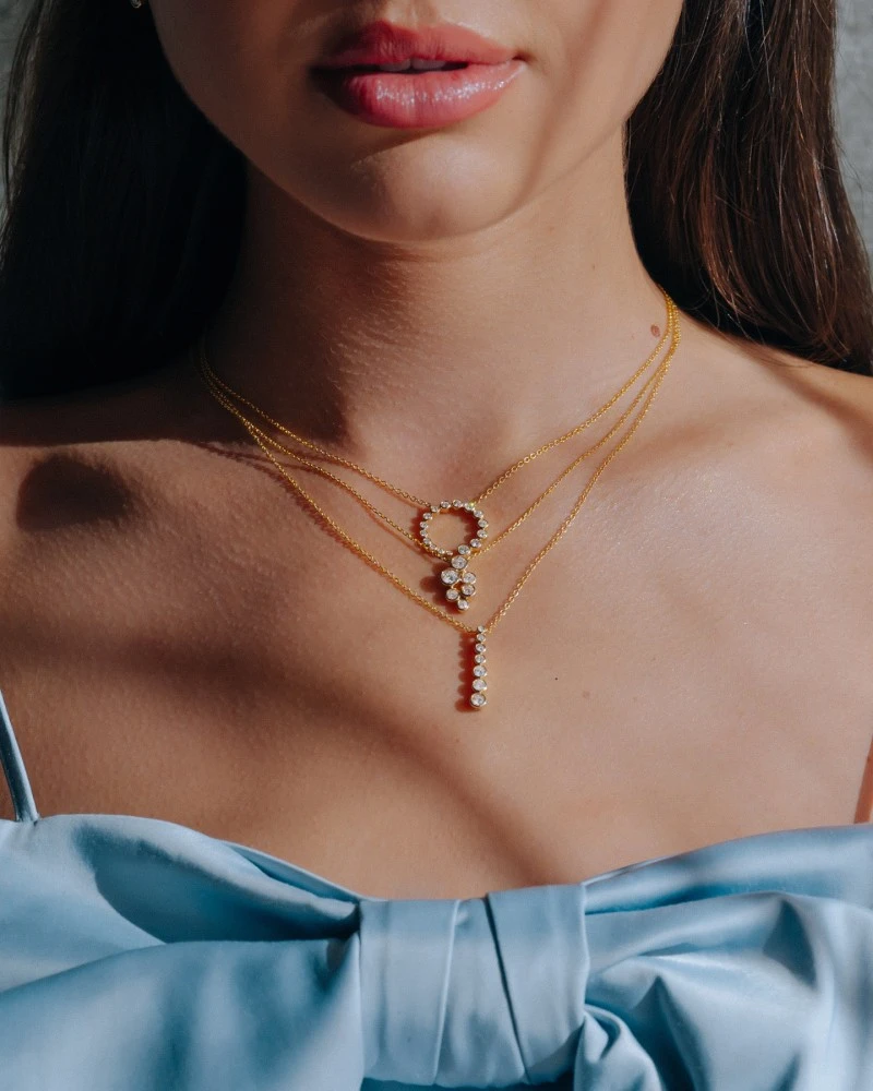 Collier geelgoud briljant 0,50 crt.