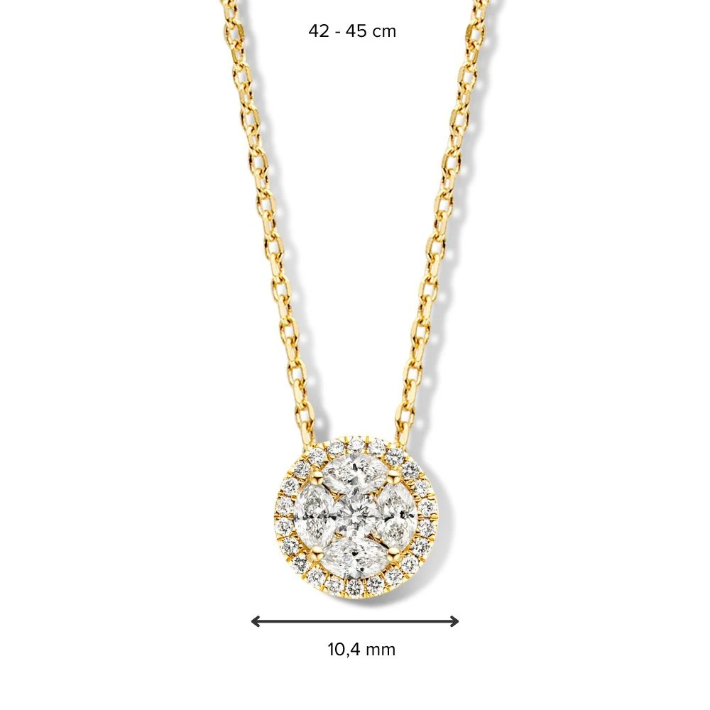Collier geelgoud briljant 0,80 crt.