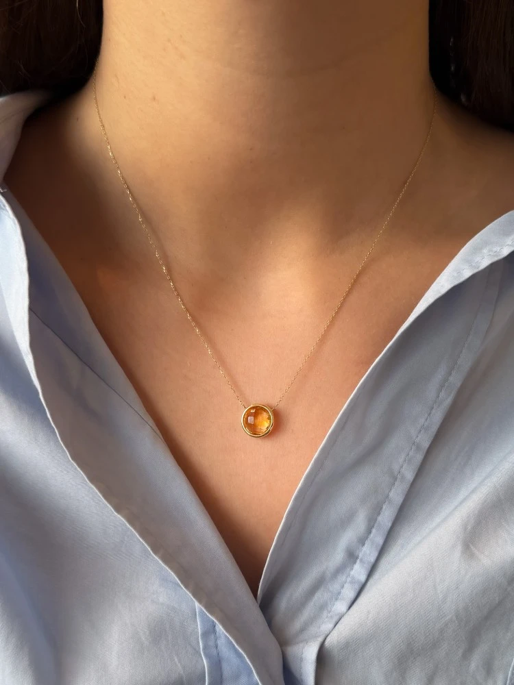 Collier geelgoud citrien