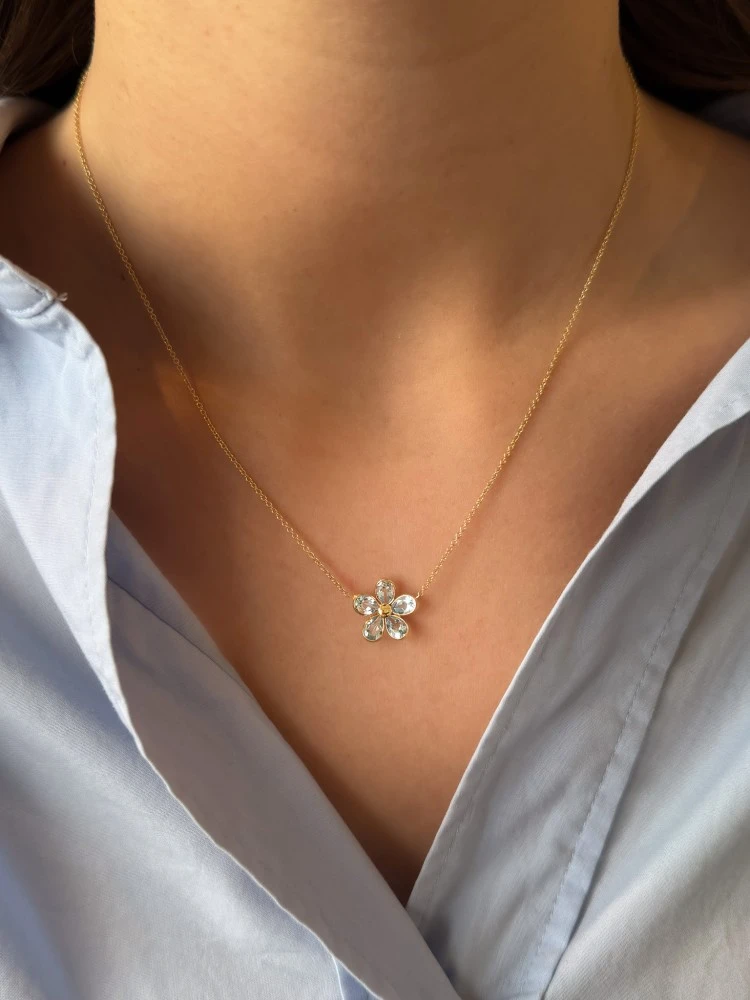 Collier geelgoud edelsteen