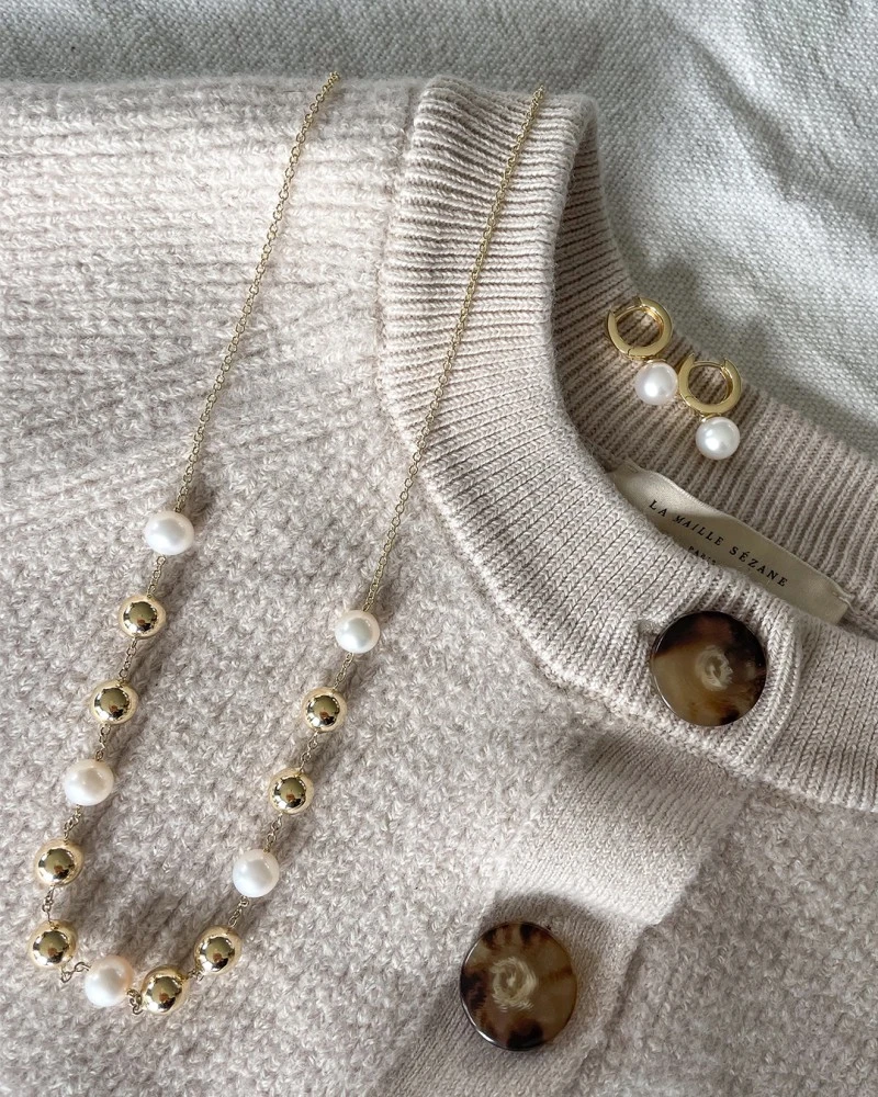 Collier geelgoud parel