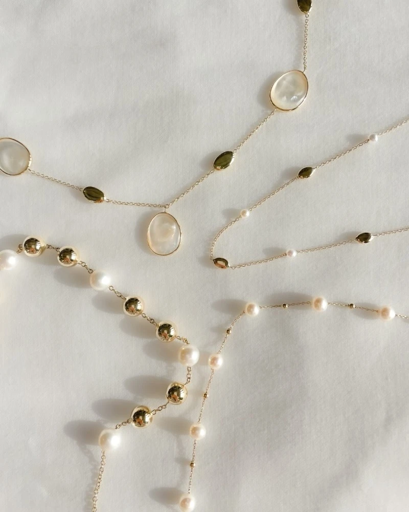 Collier geelgoud parel