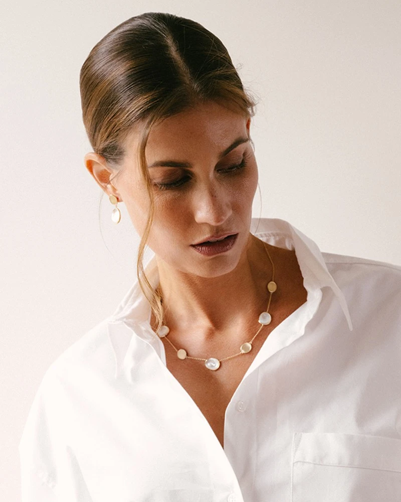 Collier geelgoud parelmoer