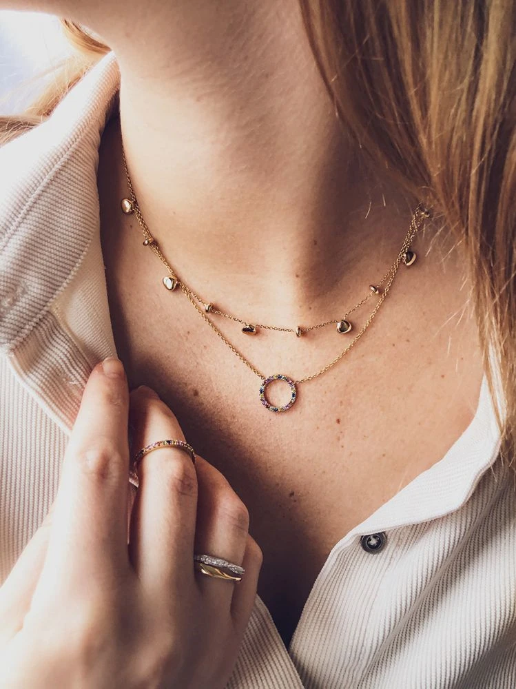 Collier geelgoud saffier