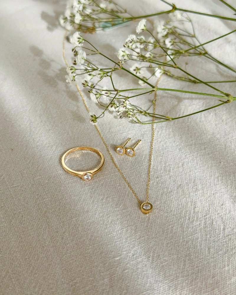 Collier geelgoud zirkonia