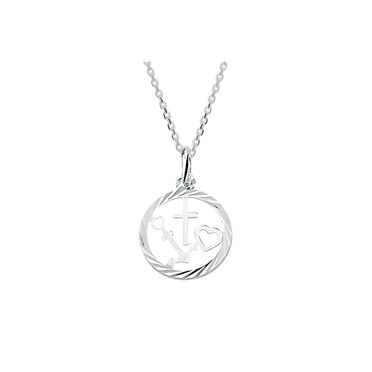 collier geloof, hoop en liefde 1,3 mm 41 + 4 cm zilver gerhodineerd