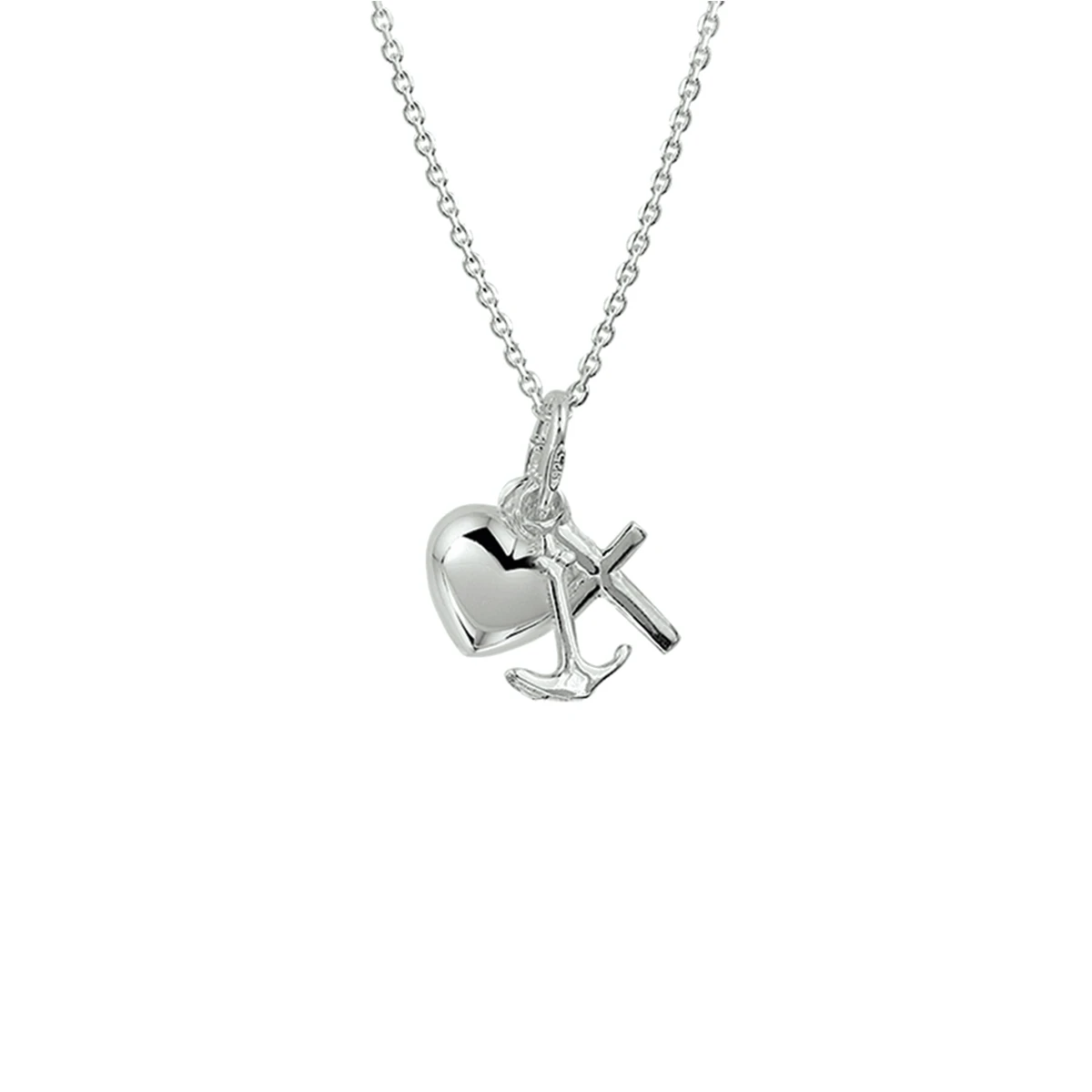 collier geloof, hoop en liefde 41 + 4 cm zilver gerhodineerd