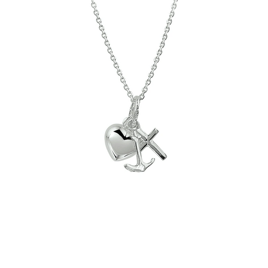 collier geloof, hoop en liefde 41 + 4 cm zilver gerhodineerd