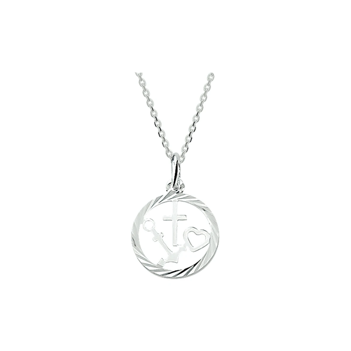 collier geloof, hoop en liefde 41 + 4 cm zilver wit