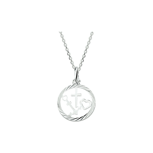 collier geloof, hoop en liefde 41 + 4 cm zilver wit
