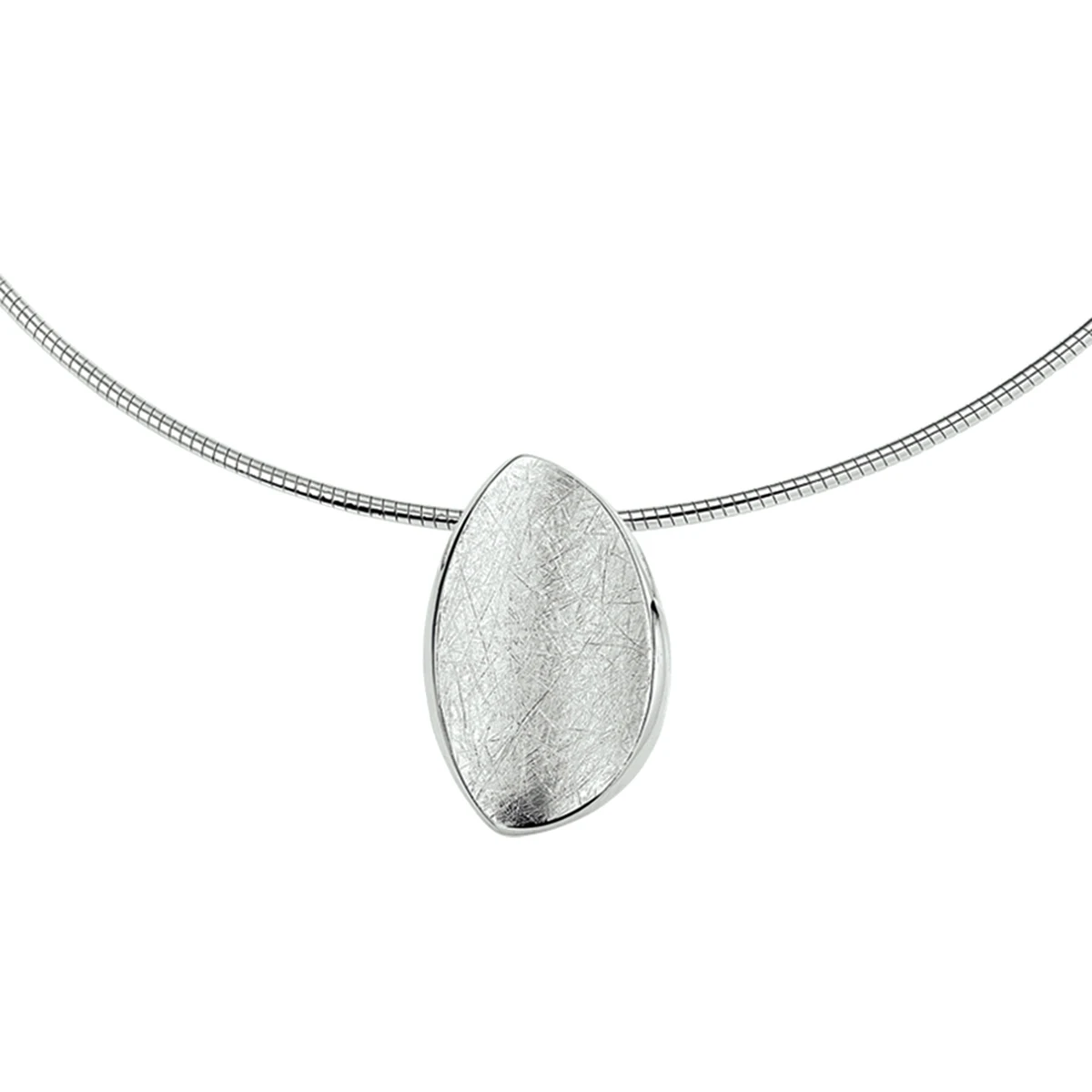 collier gescratcht 42 + 3 cm zilver gerhodineerd