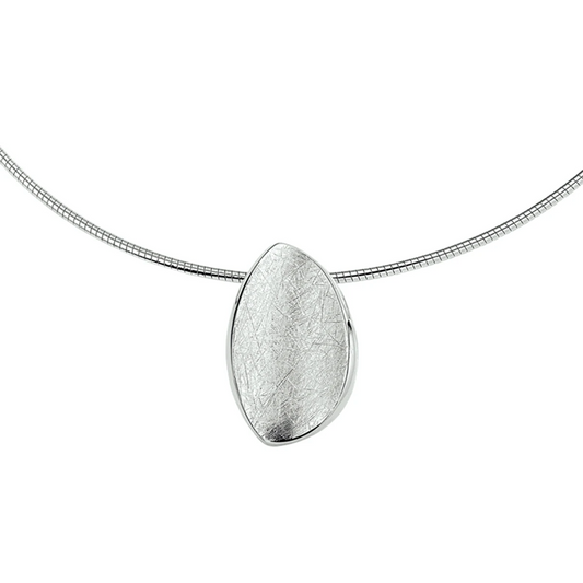 collier gescratcht 42 + 3 cm zilver gerhodineerd