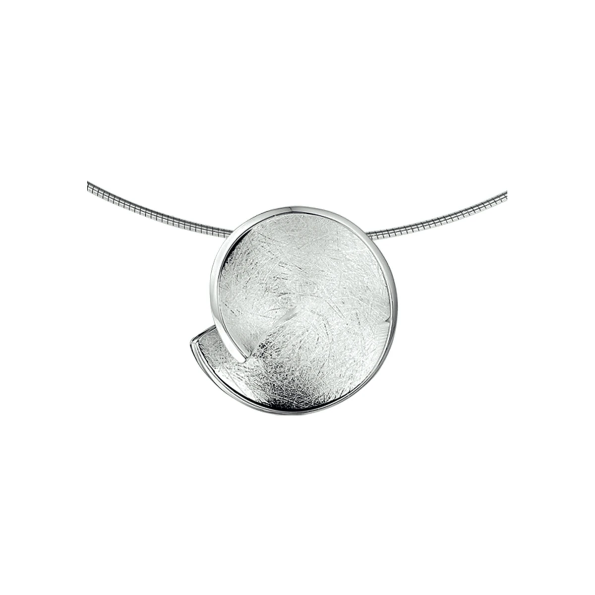 collier gescratcht 42 + 3 cm zilver gerhodineerd