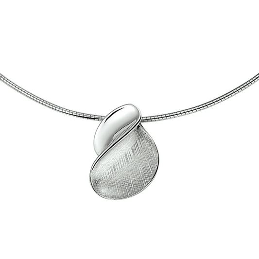 collier gescratcht poli/mat 42 + 3 cm zilver gerhodineerd