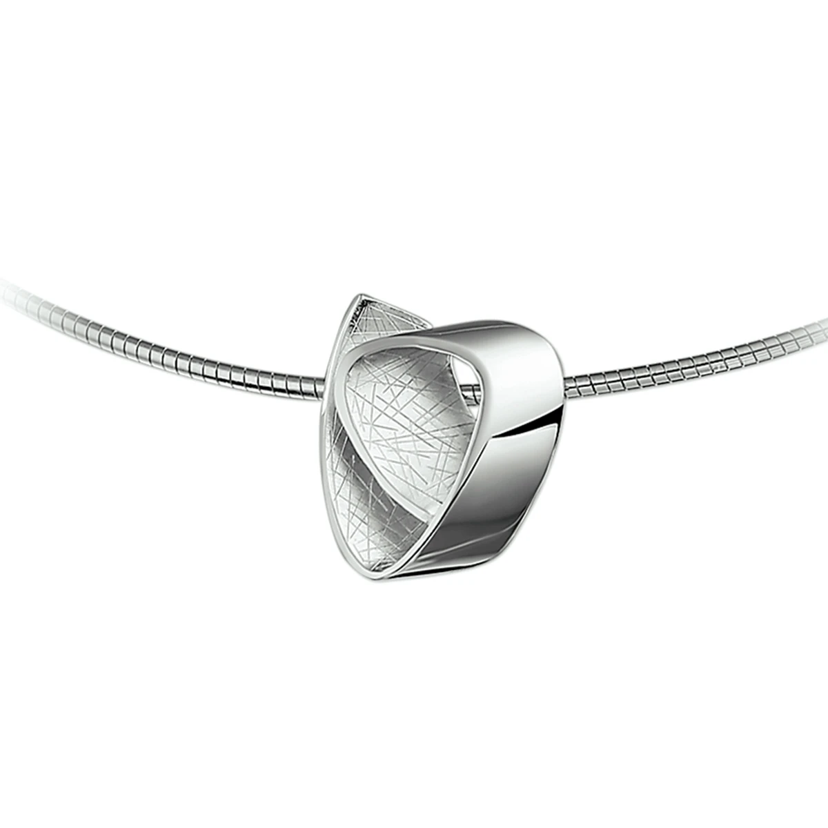 collier gescratcht poli/mat 42 + 3 cm zilver gerhodineerd