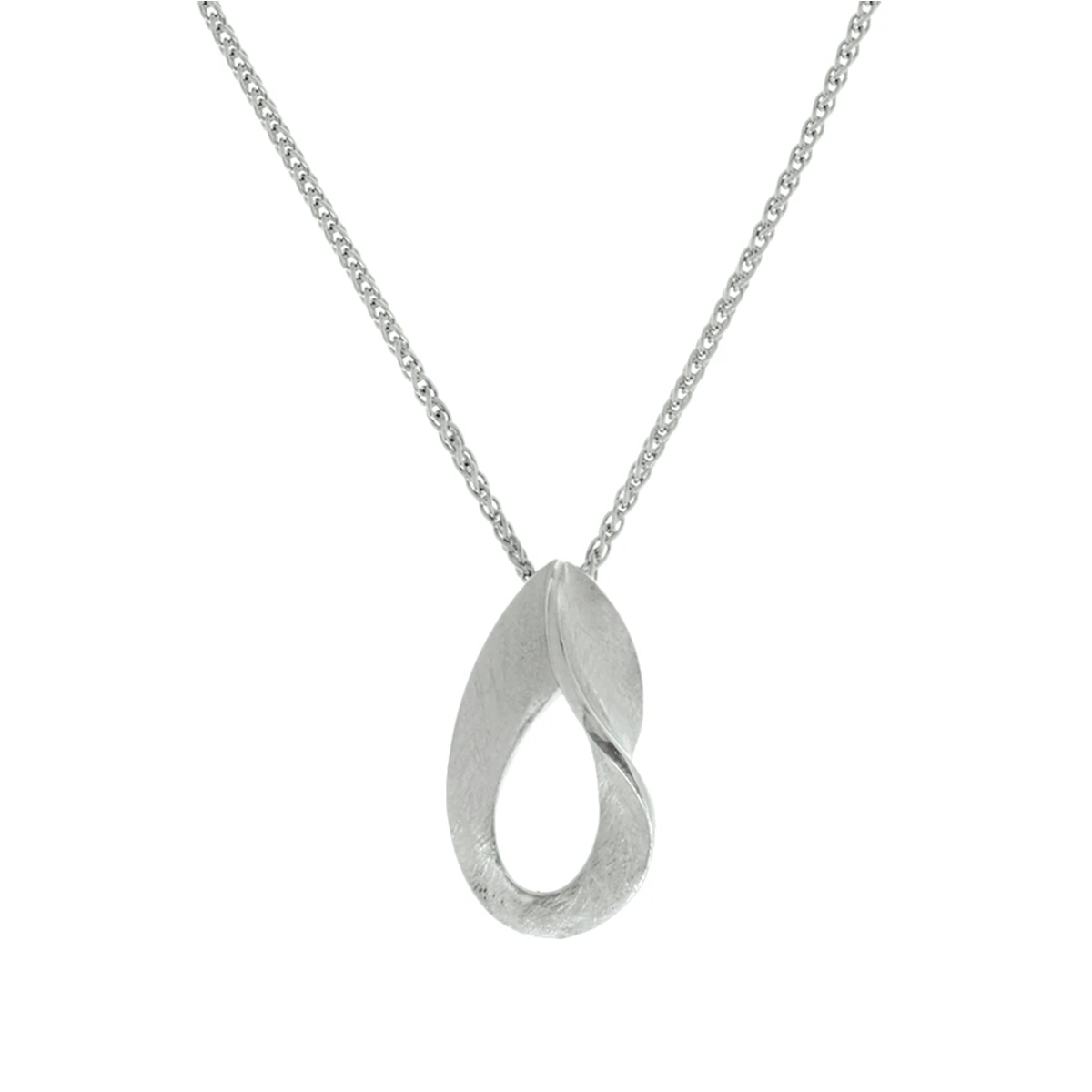 collier gescratcht poli/mat 45 cm zilver gerhodineerd