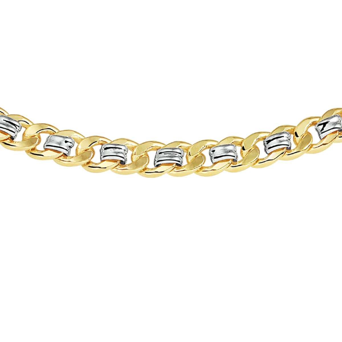 collier geslepen gourmette massief 6,2 mm silgold (bicolor goud met zilverkern)